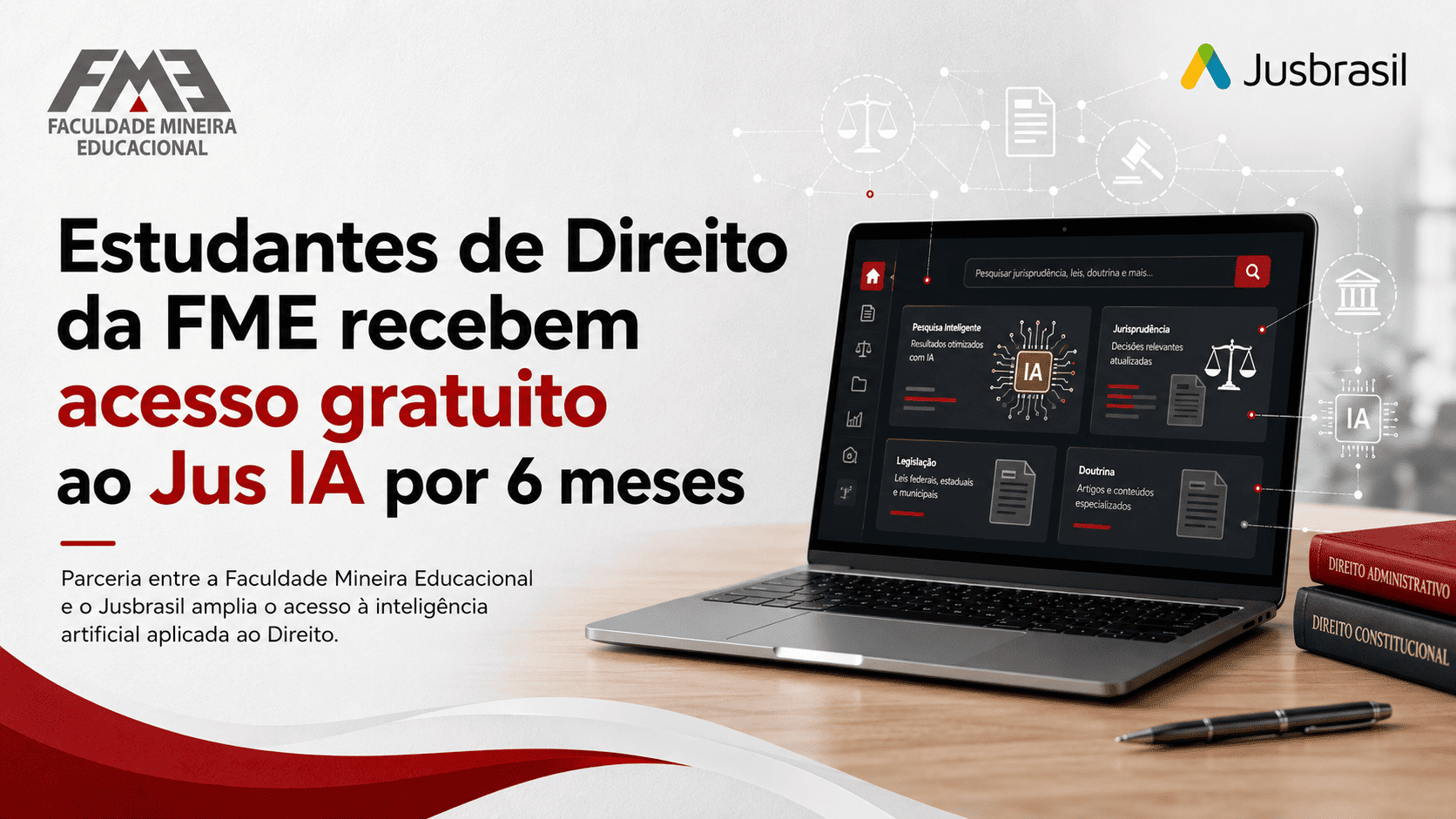 Escola Mineira de Direito firma parceria com o Jusbrasil e garante acesso gratuito ao Jus IA para estudantes de Direito