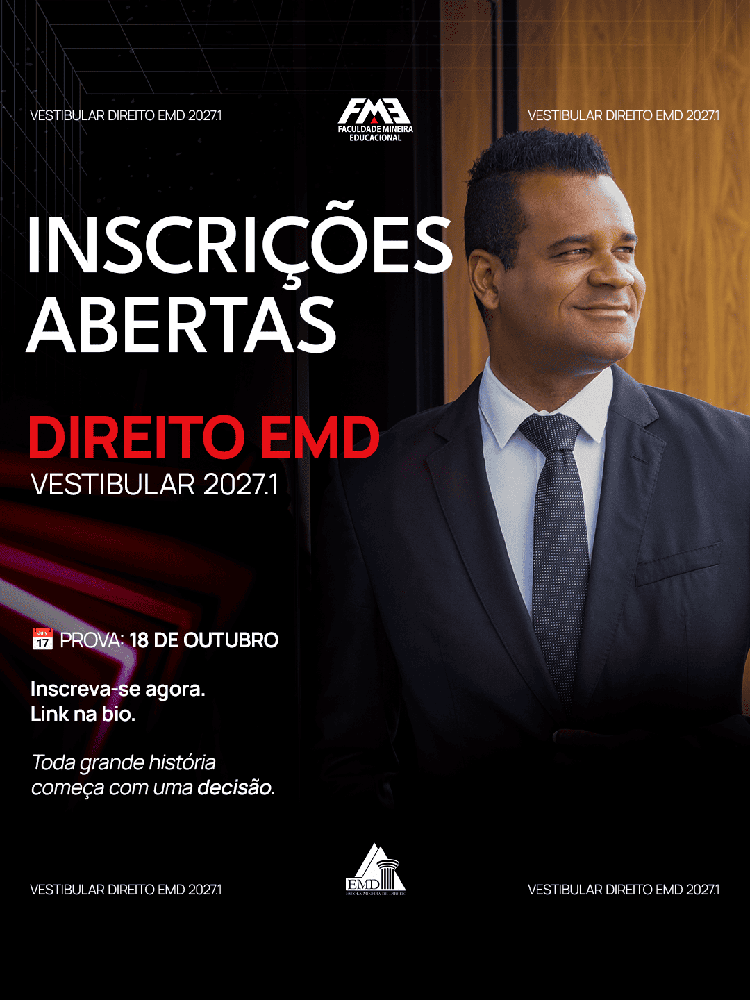 EMD abre inscrições para o Vestibular 2027.1 do curso de Direito